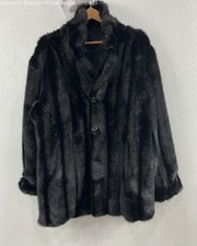 Vintage Women Black Faux Fur Coat
