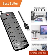 Power Strip, Surge Protector with 12 Outlets and 4 USB Ports, 6 Feet Extensio...