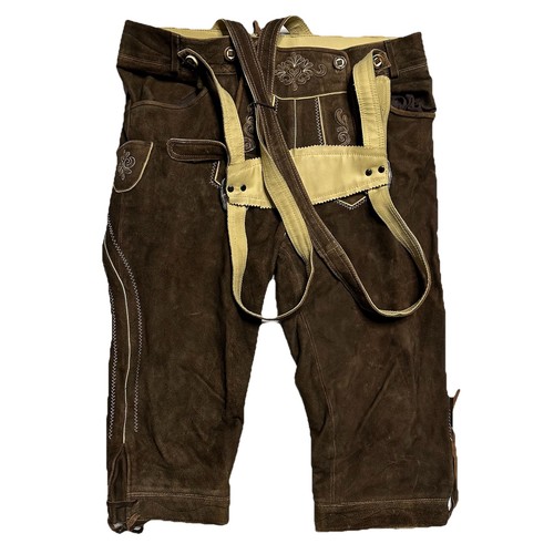 Oktoberfest Trachten Modern Bavarian Lederhosen Costume Brown FUCHS Size 52