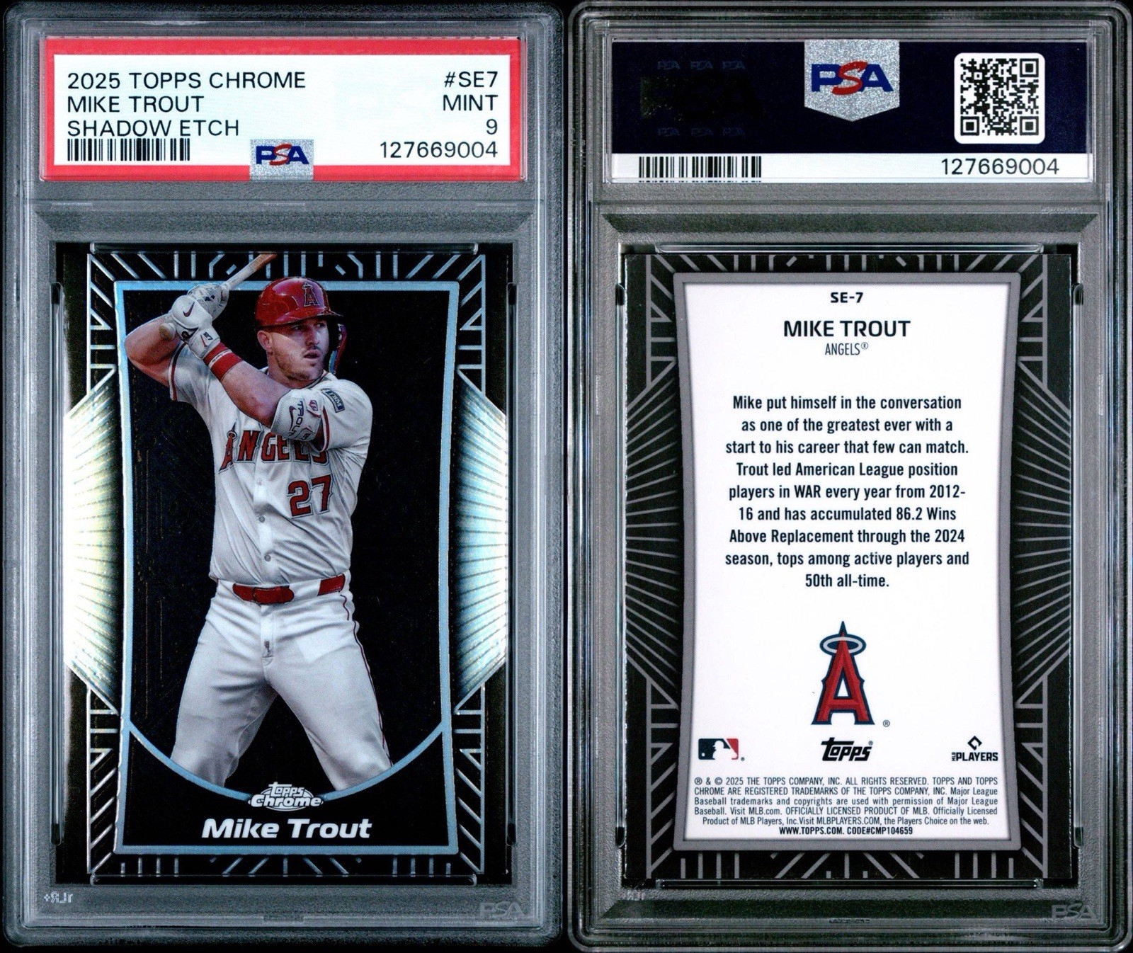 Mike Trout - Shadow Etch - 2025 Topps Chrome #SE-7 Los Angeles Angels SP PSA 9 view 3
