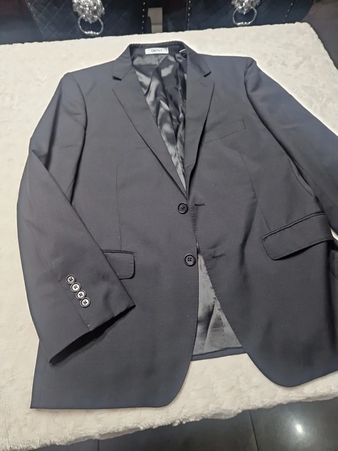 DKNY Mens Blazer Jacket Black Wool Sz 40