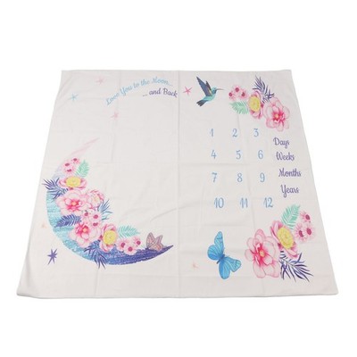 Baby Milestone Blanket Approx 39.4in Wide Flowers Birds Style First Year Cale DE