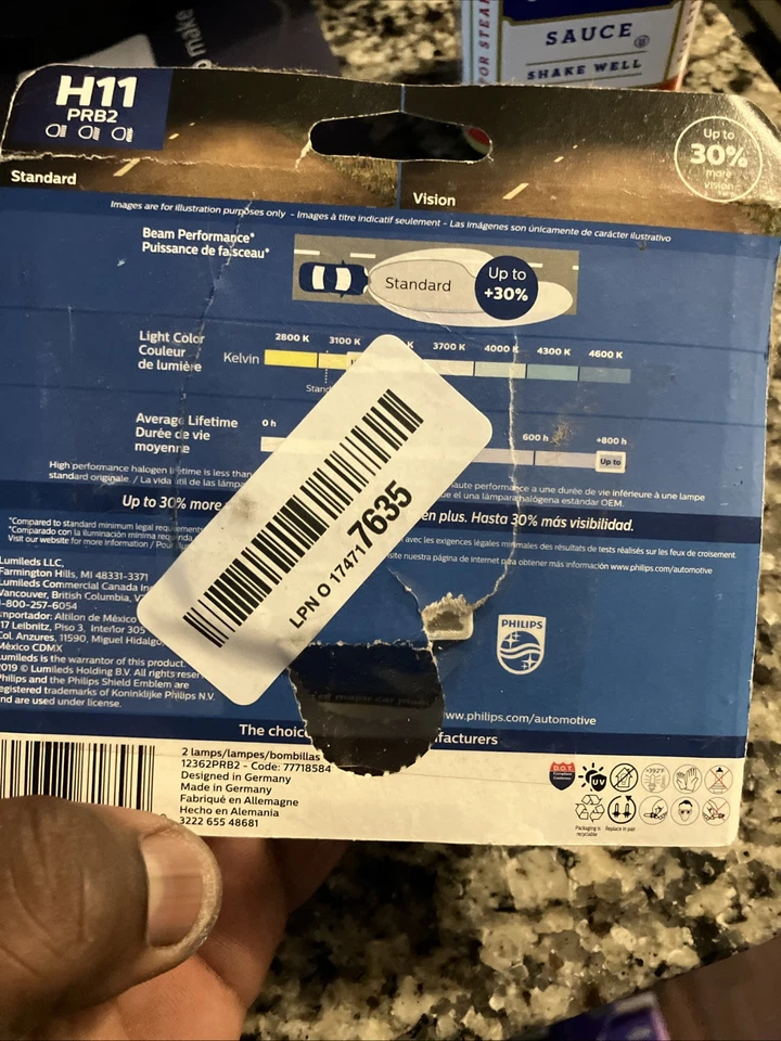 2Pk Philips H11PRB2 Vision Headlight H11 Bulbs 12V 55W for 2015-2018 Ford F150 - Image 2 of 2