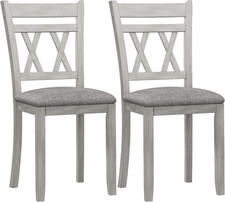 Elegante silla de comedor gris de madera maciza para juegos de comedor y cocina
