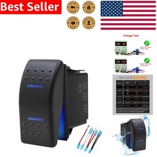 Rocker Switch Waterproof DPDT Blue LED 12V 20A 24V 10A 7-Pin Automotive Marin...