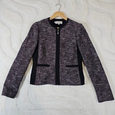 Hobbs Darla Zipped Jacket Women's UK 10 Black White and Red Boucle