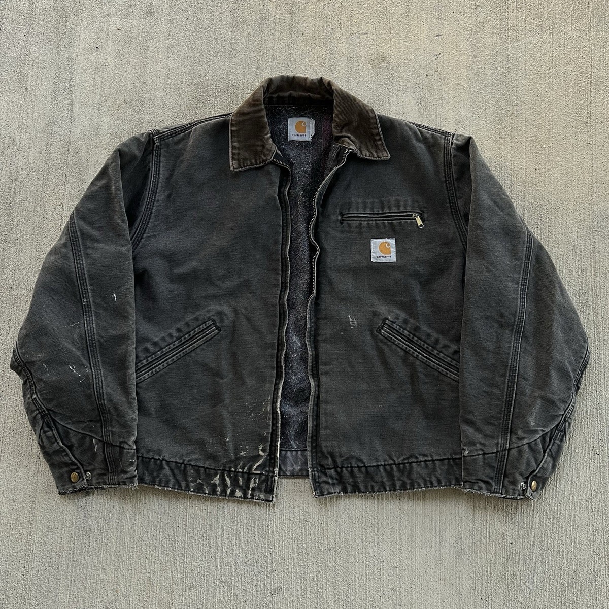ジャケット・アウター 00s Carhartt Worn Faded Detroit Jacket Vintage Carhartt Detroit Jacket BLK Size Medium Distressed