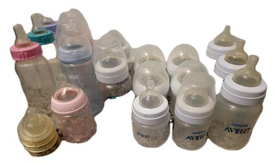 6 Philips Avent Natural Baby Bottles Clear PLASTIC 4oz 8oz 0+months Nuk