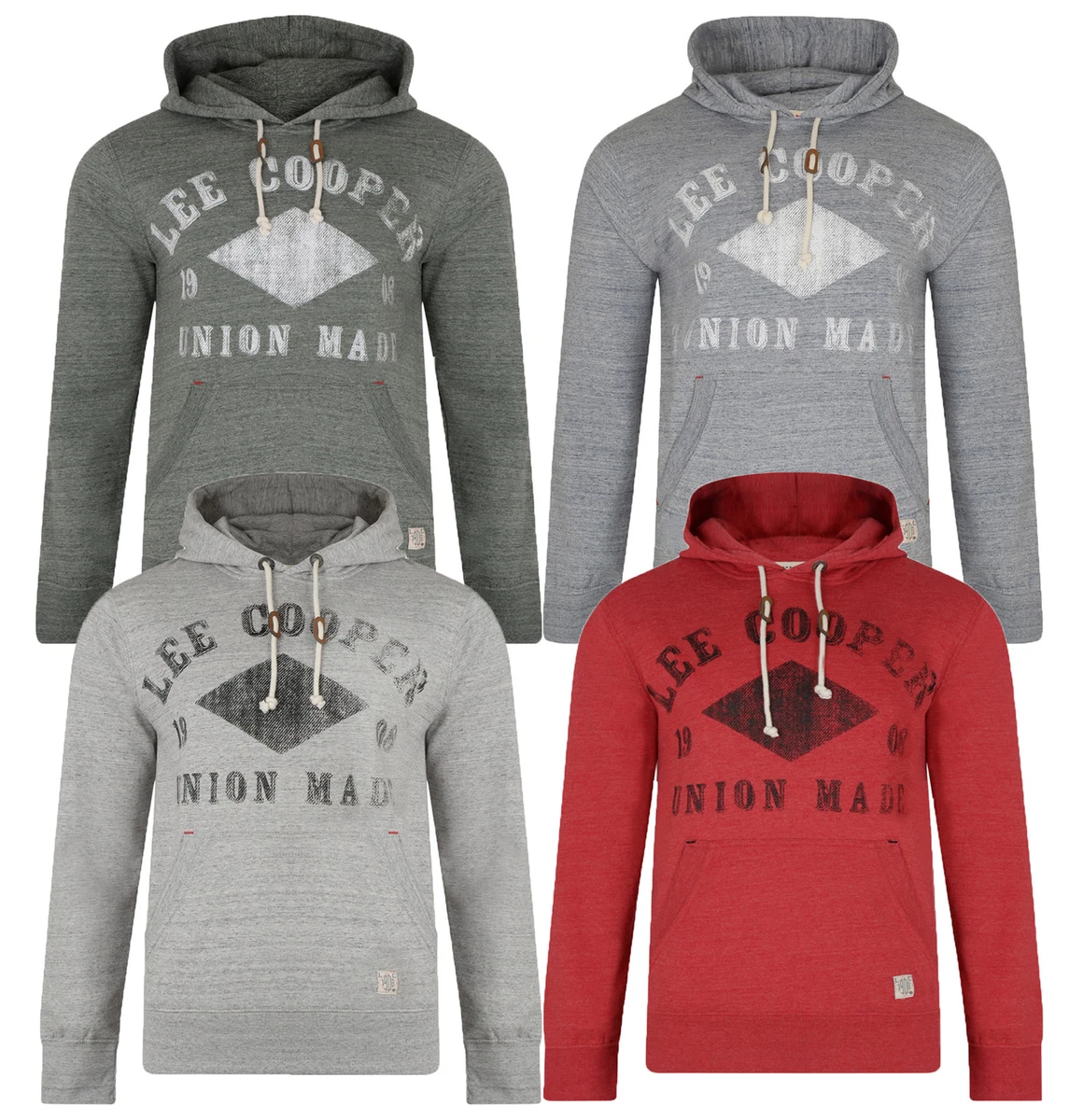 Lee Cooper Hombres Sudadera con Capucha Tadworth Polar Sudadera con Capucha Rojo Gris Azul Top