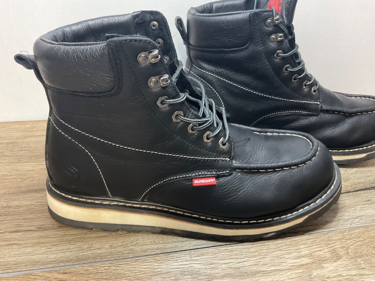 Sureway Mens SW601MS Black‎ Leather Moc Toe Work Boots Steel Toe EH Size 13 SUREWAY 6” Men main image 2
