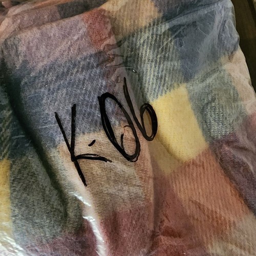 Coperta neonato vintage pastello a quadri con frange 49x55" lana acrilica morbida coperta culla - Foto 7 di 7