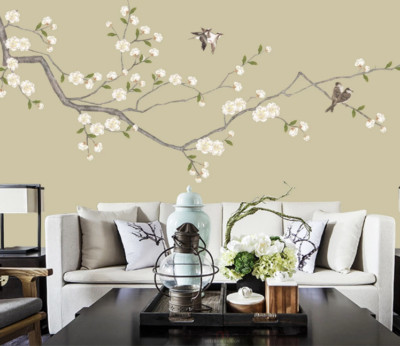 3D Flower Branch ZHUA5868 Wallpaper Wall Murals Removable Self-adhesive Zoe