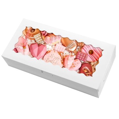 30 Pcs 12x5.5x2.5'' White Cookie Boxes Window Mother's Day Packaging