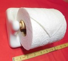 Gloss Ice White Ceramic Toilet Paper Holder, surface mount hardware, wood roller