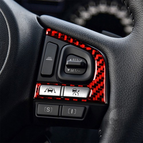 Borde de botón interior de volante interior de fibra de carbono rojo para Subaru Forester 2013-18 - Imagen 4 de 12