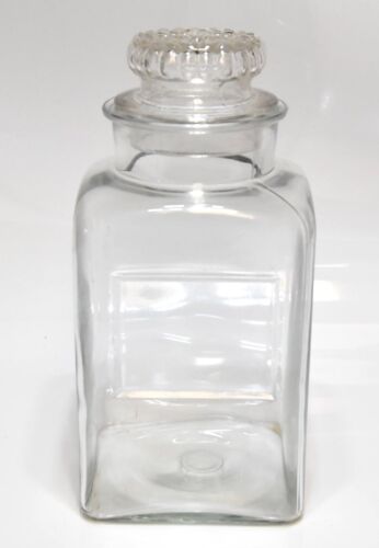 GRANDE BARATTOLO FARMACIA VINTAGE BASE QUADRATA CON TAPPO E RIENTRANZA PER ETICHETTA - Foto 2 di 11