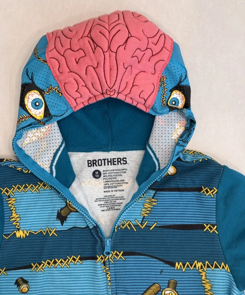 Sudadera con capucha y cremallera cara completa para niños Brothers Justice Zombie Monster Brain M 10 Foto 3 de 4