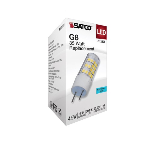 Satco S12325 - 4.5 Watt T6 LED Bulbs - G8 Base -5000K ( 2, 5, 10 or 20 Pack) - Picture 5 of 10