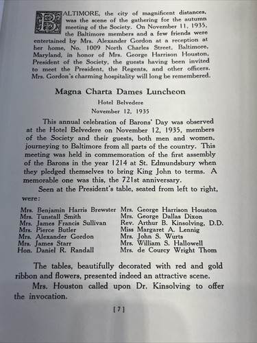 National Society Magna Charta Dames 1936 Addresses Randall, Hastings, Houston - Picture 5 of 12