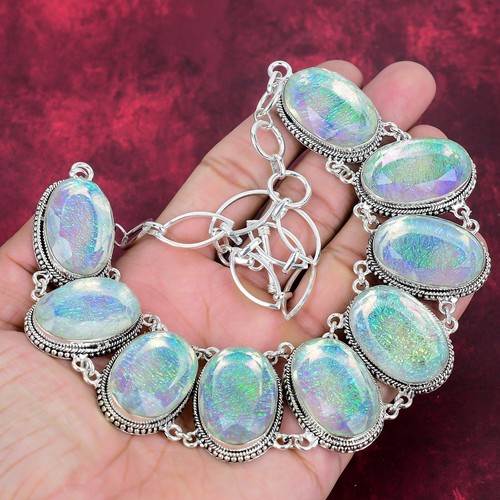 Pink Triplet Opal Gemstone 925 Sterling Silver Necklace & Bracelet Jewelry Set - Picture 3 of 7