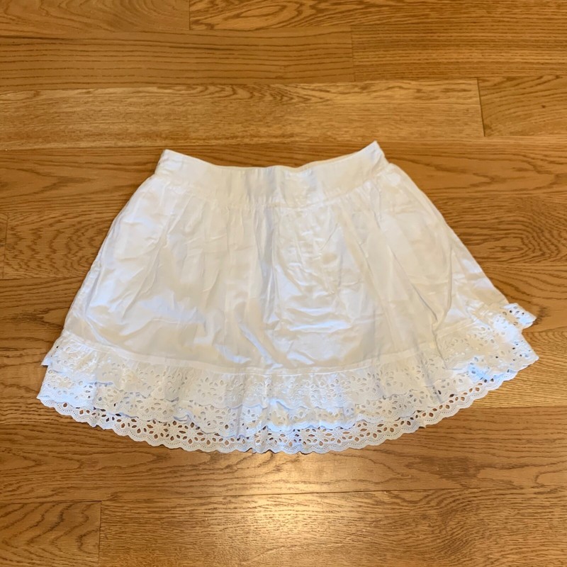 CHEROKEE White Ivory Lace Eyelet Floral Flower Skirt Girls Size XL 14-16 Layered