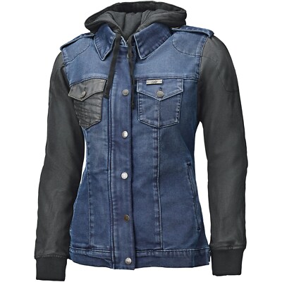 Held Ladies Motorcycle Jacket Petrol - Biker Denim Jacket Retro Hooded