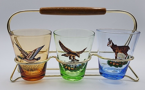 MCM Shot Glass Caddy 6 Colors Double or Triple Shot Wildlife / Hunter Motif 4 oz - Picture 3 of 17
