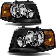 Black Fits 2003-2006 Ford Expedition Replacement Headlights Lamps Leftright