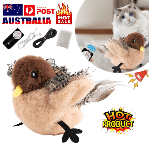 Electronic Interactive Cat Toy Flapping Wings Sparrow Bird Catnip Toys Chirping - Picture 3 of 14