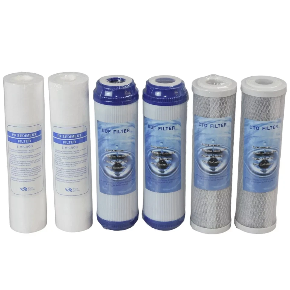 2x SET 3 FILTRI CARTUCCE ( 6 PEZZI ) DEPURATORE ACQUA FILTRAZIONE CARBONI 5μm - Immagine 1 di 1
