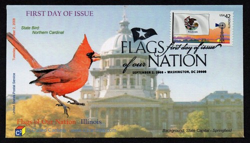 USA, SCOTT #4283-4292, SET OF 10 C-CUBED C3 FDC COVERS BIRDS FLAGS OF OUR NATION - Picture 8 of 21