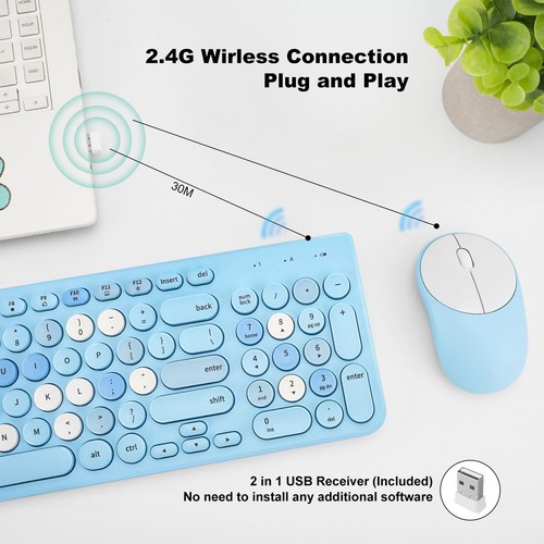 Wireless Keyboard and Mouse Combo Retro Typewriter Wireless Keyboard with Rou... - Picture 2 of 7
