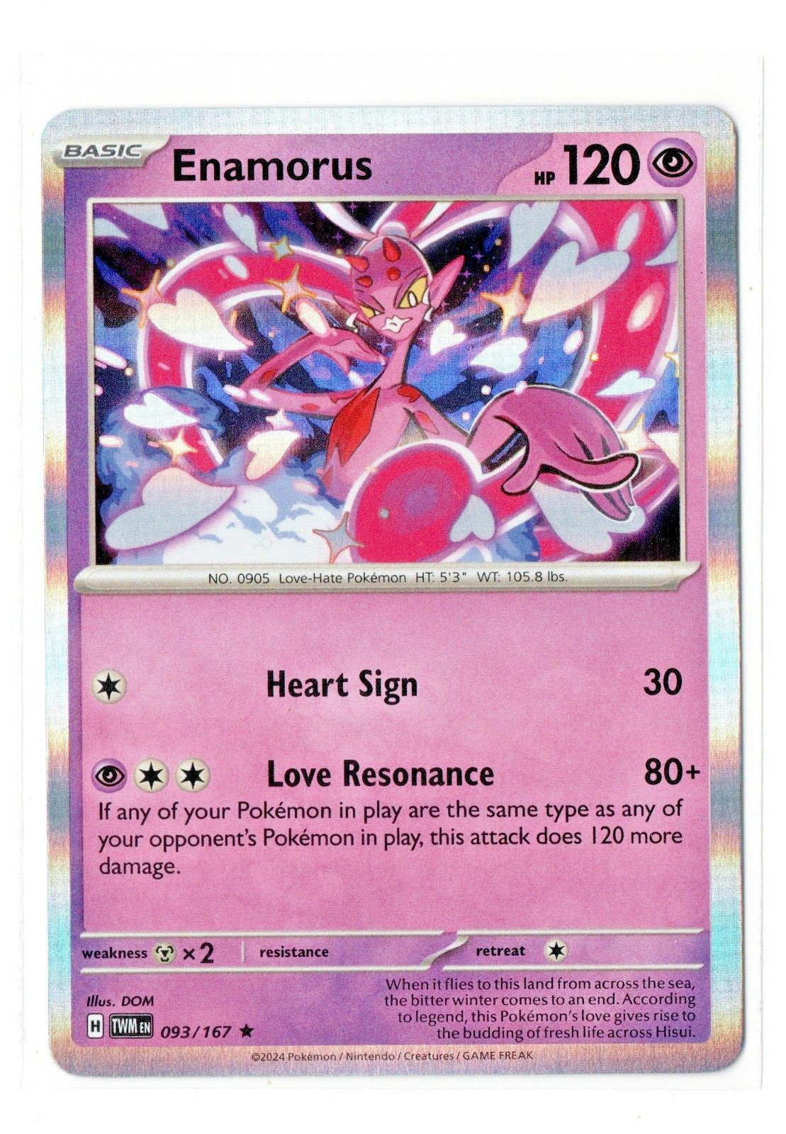 Pokémon TCG - Enamorus 93/167 - Silver Holo Rare - Twilight Masquerade Card -NM