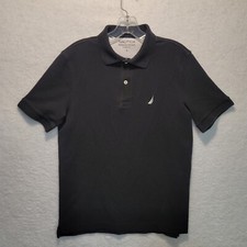 Nautica Polo Mens Performance Deck Shirt Classic Fit Short Sleeve Black SZ Small