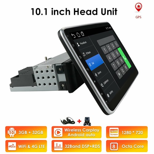 10.1" Single Din Rotatable Stereo Radio 8Core Android 10 GPS CarPlay WiFi/4G LTE - Picture 6 of 12