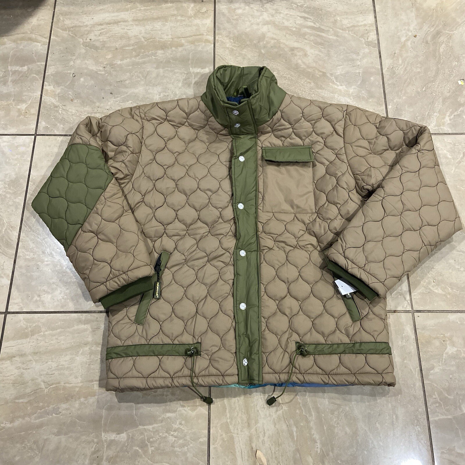 Theorywear Northern Lights Reversible Quilted Field Jacket Full Zip Snap Large