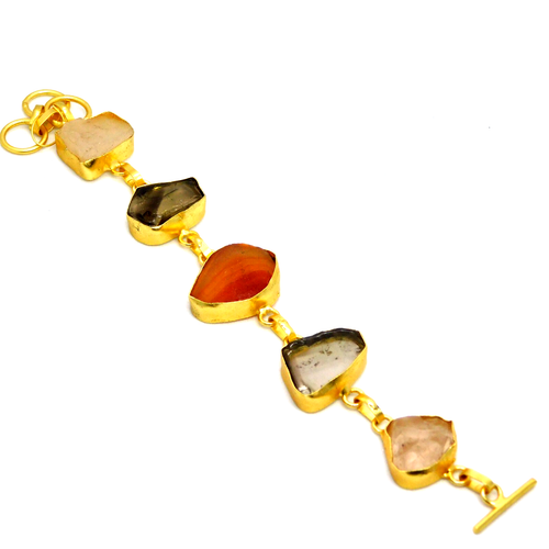 Bracciale Corniola Arancione Pietra Grezza Guarigione Reiki Cristallo Chakra Gioielli - Foto 2 di 5