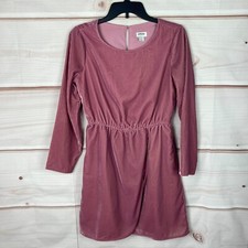 J. Crew Dress Womens 2 Pink Velvet Shift Elastic Waist Long Sleeve Faux Wrap