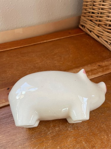 Vintage Small Shawnee Cream w Yellow Flowers Ceramic Pottery Piggy Bank Figurine - Picture 11 of 13