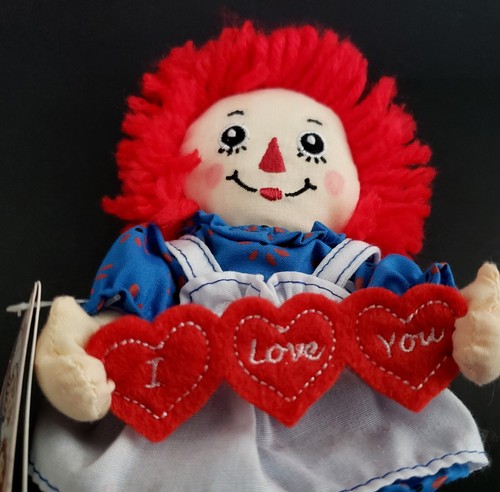 RAGGEDY ANN Mini VALENTINE Mini Beanbag Doll "I Love You" Heart Banner NEW - NOS - Picture 2 of 6