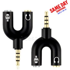 2 Pack Dual Headset Adapter Kit U Shape 3.5mm Y Splitter Audio Headphone MIC USA