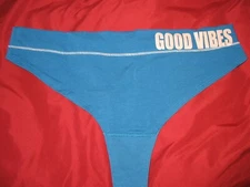 TRUE by RUE 21 - NEW - 18 / 20 - BLUE COTTON STRETCH THONG PANTY " GOOD VIBES "