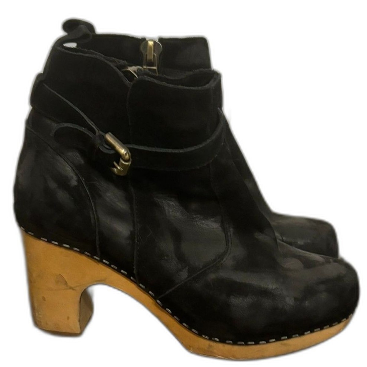 Woodies by Jeffrey Campbell Black Leather Platform Leather Heeled