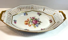 Vintage PM Crown Mark Floral Dish Made In Germany ~ 9” Long