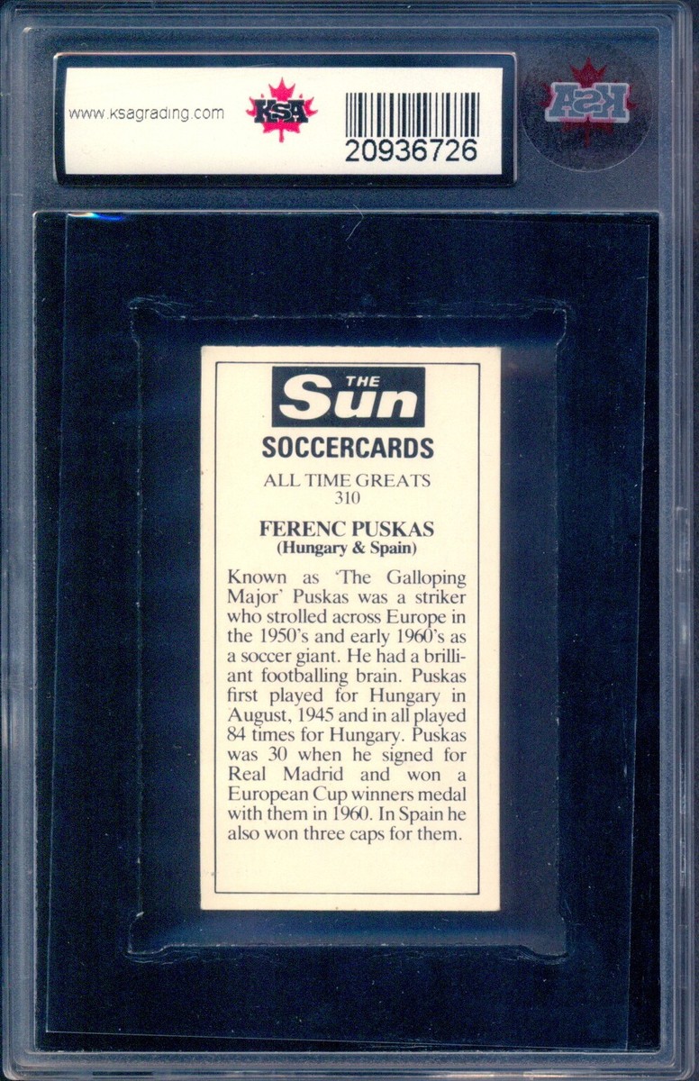 1979 The Sun Soccer Card #310 Ferenc Puskas KSA 9 MINT Hungary