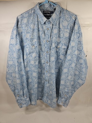Panhandle Slim Pearl Snap Western Shirt. Men's Size XL. Blue White. Horseshoes - 第 1/6 張圖片