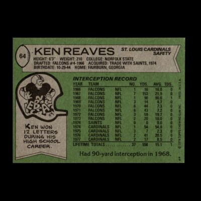 Ken Reaves 1978 Topps St. Louis Cardinals #64 R308C 1 | eBay
