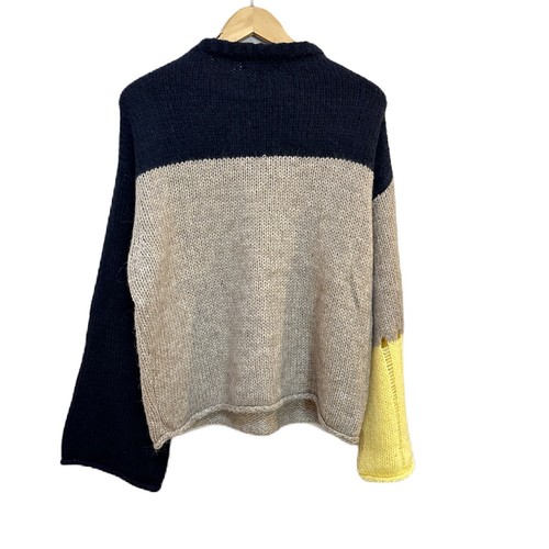 Alexa Chung Navy Blue Oversized Face Intarsia Knit Sweater Women’s Small - Picture 2 of 5