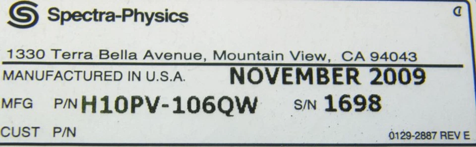 Spectra Physics H10PV-106QW Rev. E Bj.11.2009 Laserkopf -used- - Image 2 of 2