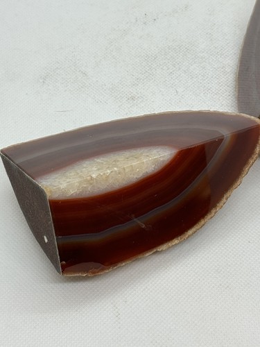 Brazil Geode Bookend set Cut Polished Quartz 4.25” Tall Deep Rust Red - Picture 5 of 5